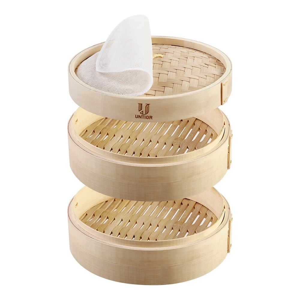Bao Steamer Bamboo - Bambus-Dampf korb mit Deckel Knödel-Dampf korb