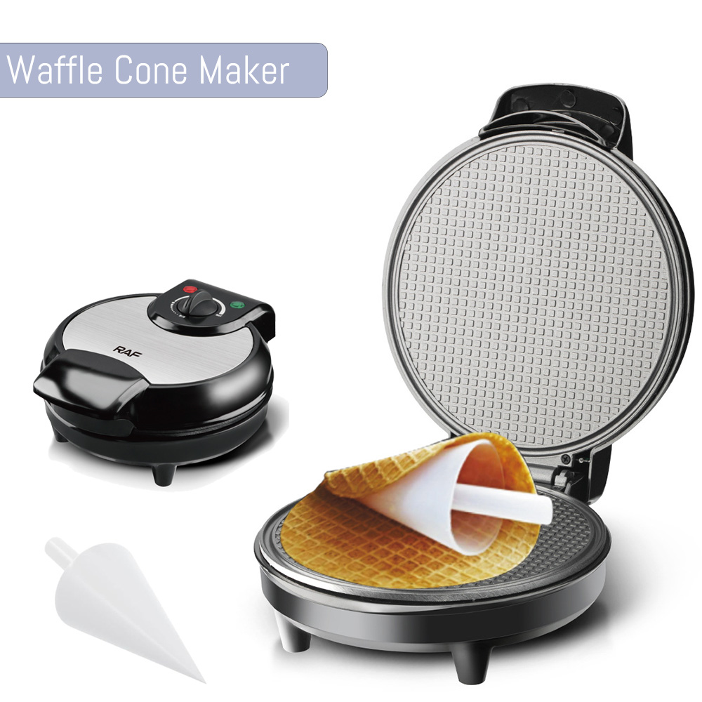 Waffle Cone Maker - Elektrische Waffelkegelmaschine mit Bräunungskontrolle, antihaftbeschichteter Waffelschüsselhersteller,