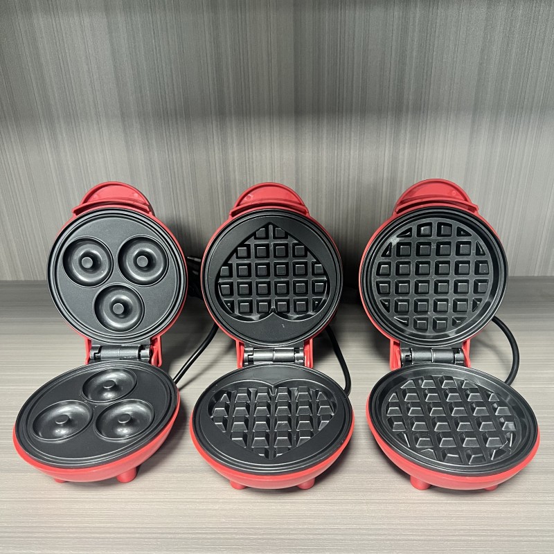 Mini Pancake Griddle - Multifunktionaler Mini-Herzförmiger Waffeleisen mit Doppelseitiger Heizung,