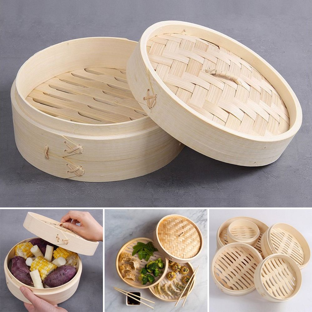 Bao Steamer Bamboo - Chinesischer Bambus-Dampfgarer für Dim Sum, zum