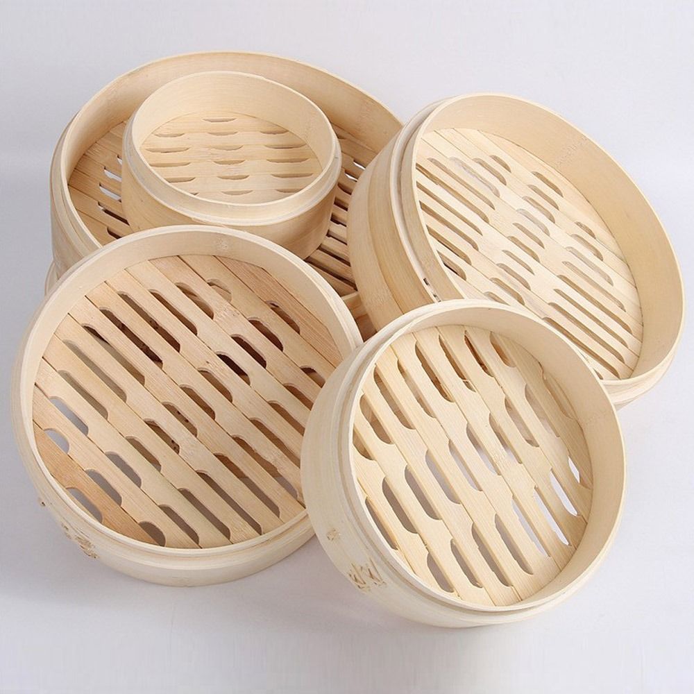 Bao Steamer Bamboo - Chinesischer Dampfkorb, Bambus-Dampfkorb mit Deckel, Knödel-Dampfkorb